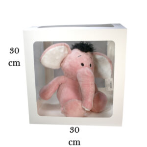 Caja decorativa para globos  30x30 cm color pastel, no incluye peluche