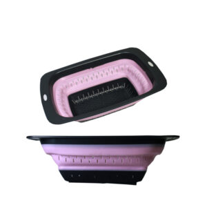 Escurridor de alimentos plegable cuadrado flexible, variedad de colores