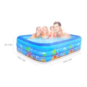 Piscina estampada inflable rectangular para niÑos -260cm x 165cm x 60cm
