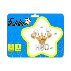 Kit globo corona hbd x 8 unidades