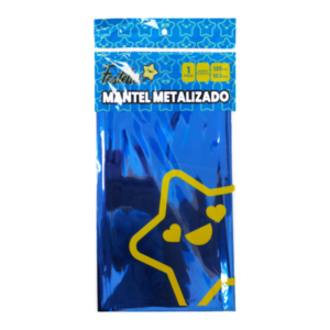 Mantel de fiesta metalizado azul decorativo