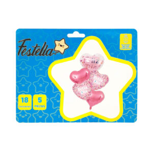 Kit globo corazones feliz dia x 5