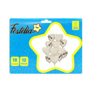 Kit globo corazones x12 de 18 pulgadas ,se puede inflar con helio
