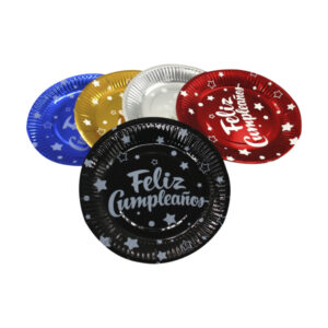 Plato de fiesta feliz cumpleaÑos x10 variedad de colores