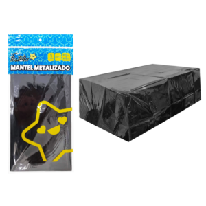 Mantel de fiesta metalizado negro 135-183